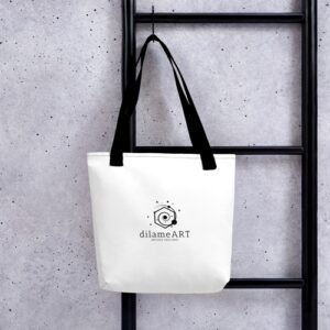Dilameart- white bag 15″ × 15″ – brand collection