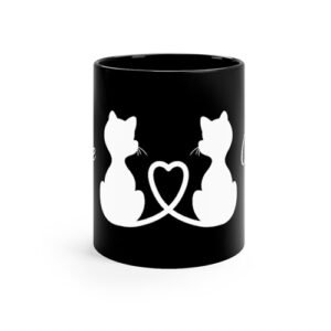 love cats – black mug 11oz – FRONT - dilameart