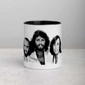Bee Gees / Mug (11 oz), White ceramic Mug with black interior and handle