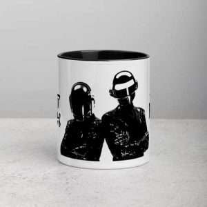 Daft Punk / Mug (11 oz), White ceramic Mug with black interior and handle