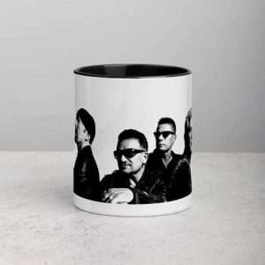 U2 / Mug (11 oz), White ceramic Mug with black interior and handle