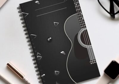 black guitar / spiral notebook 3 types - open live music collection - dilameart