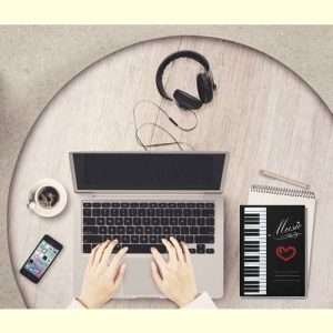 love piano / hardcover notebook A5 -open live music collection - dilameart