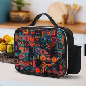 Leather Lunch Bag, Reusable Waterproof Lunch Bag / Abstract-A