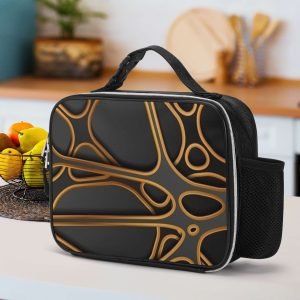 Leather Lunch Bag, Reusable Waterproof Lunch Bag / Abstract-F