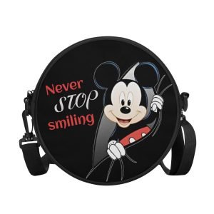 Round BAG "Mickey Mouse Smile", Shoulder Bag convertible in small Backpack, Strong and Waterproof