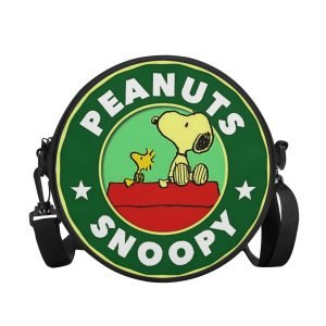 Round BAG "Snoopy-Peanuts", Shoulder Bag convertible in small Backpack, Strong and Waterproof