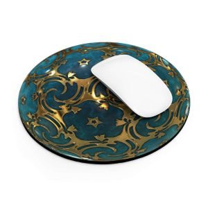Gold Blu / Round Mousepad - dilameart