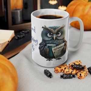 Home 44 Good Morning Owl / White MUG (15oz) - dilameart