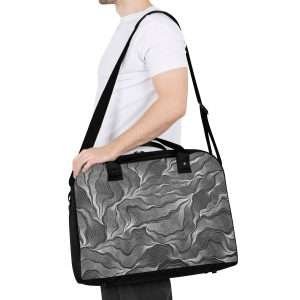 Holdall Bag For Professionals, Large Bag in strong Nylon, Gym Bag for Sports, High-Quality Travel Bag / Silver Waves