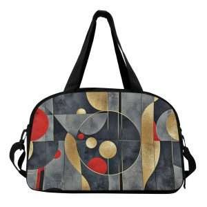 Duffle Bag, Travel-Gym Luggage Bag, Duffel Bag For Campers, Minimalist Gym Bag for Travelers, Mens Duffle Durable Bag / Red Grey Gold-2