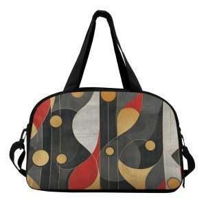 Duffle Bag, Travel-Gym Luggage Bag, Duffel Bag For Campers, Minimalist Gym Bag for Travelers, Mens Duffle Durable Bag / Red Grey Gold-1