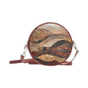 Round BAG, PU Leather Small Bag, Shoulder Bag Strong and Waterproof / Brown-4