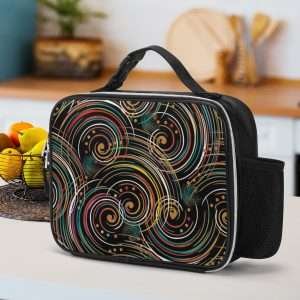 Leather Lunch Bag, Reusable Waterproof Lunch Bag / Abstract-L