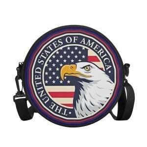 Round BAG "Eagle America", Shoulder Bag convertible in small Backpack