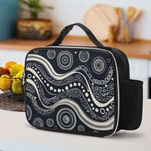 Leather Lunch Bag, Reusable Waterproof Lunch Bag / Abstract-M