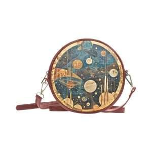 Round BAG, PU Leather Small Bag, Shoulder Circular Bag / Stars-4
