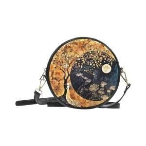 Round BAG, PU Leather Small Bag, Shoulder Bag Strong and Waterproof / Black-4