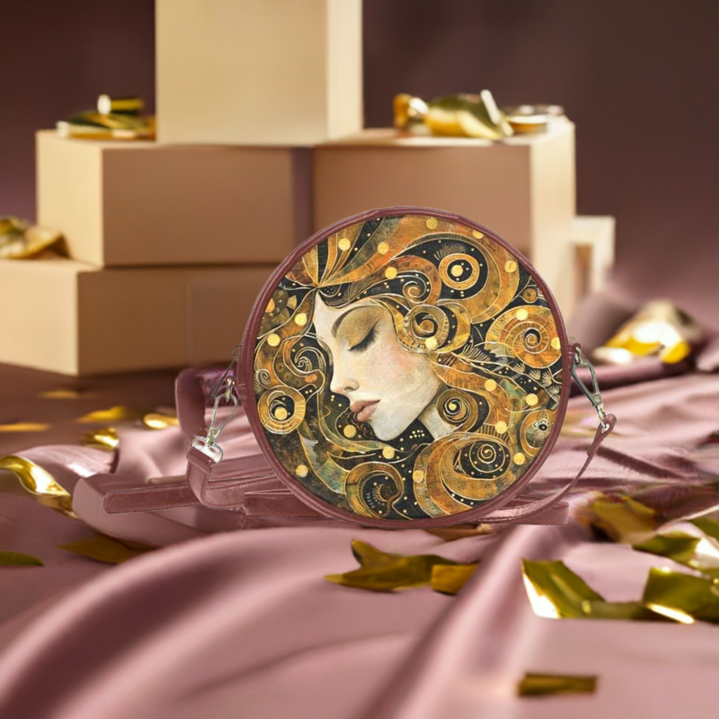 Mini Round Handbag in PU Leather Gold-2