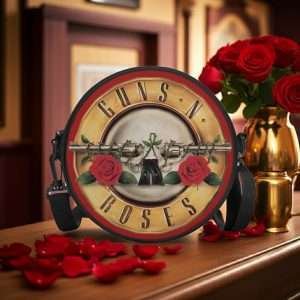 Round BAG "Guns N'Roses", Shoulder Bag convertible in small Backpack, Strong and Waterproof