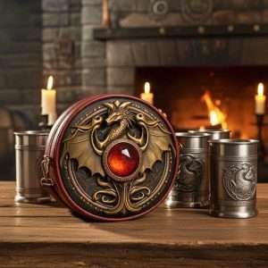 Golden Dragon / Round Bag, PU Leather small Shoulder Bag