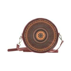 Round Bag, High-grade PU Leather circular Bag, small Shoulder Bag / Brown Circle