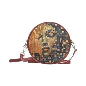 Round BAG, PU Leather Small Bag, Shoulder Bag Strong and Waterproof / Gold-3