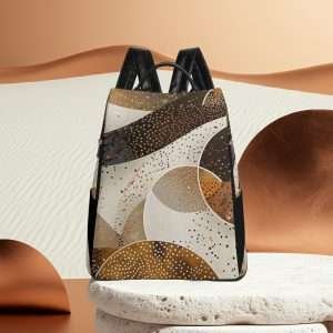 Anti-Theft Backpack, Travel Daypack in synthetic leather / Sand