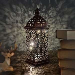 Moroccan Nights Lamp / Vintage decorative Iron Lantern - Love flower, Bronze