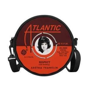 Round BAG "Respect - Aretha Franklin", Strong Tiny crossbody Purse convertible in Backpack