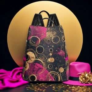 Anti-Theft Backpack, Travel Daypack in synthetic leather / Purple