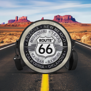 Round BAG "Route 66", Strong Shoulder Bag convertible in small Backpack