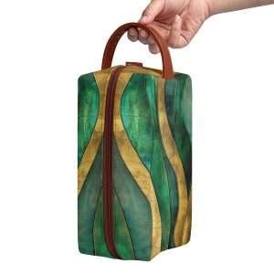 Organizer Purse, PU Leather Multipurpose Case / Green Gold