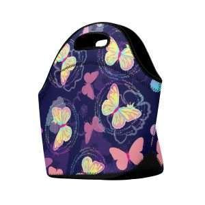 Mini Lunch Bag, Neoprene Lunch Box / Butterfly