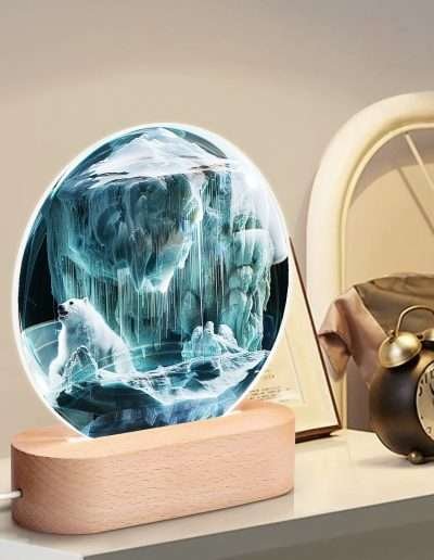 Acrylic Round Lamp, Home decorative night light / Polar Bear
