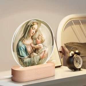 Acrylic Round Lamp Night, Light Home Decor / Hail Mary-1