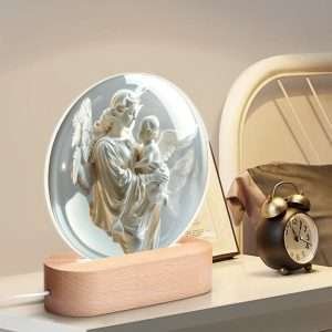 Acrylic Round Lamp Night, Light Home Decor / Guardian Angel 4