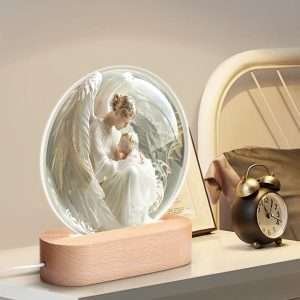 Acrylic Round Lamp Night, Light Home Decor / Guardian Angel 2