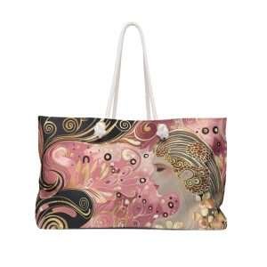 Weekender Bag, Large Shopping Bag, Tourist Trip Style Bag / Pink 4