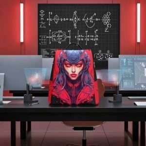 Anti-Theft Backpack, Travel Daypack in synthetic leather / Red Future Girl