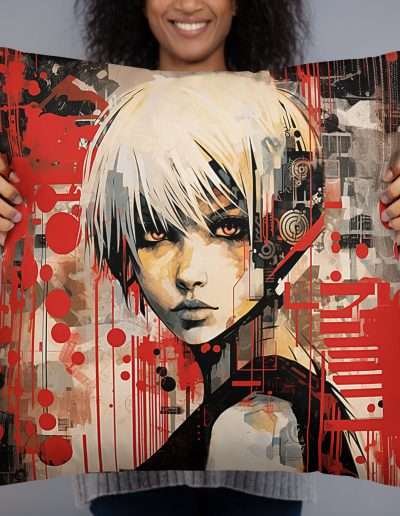 Complete Pillow (cover and padding) 22"x 22" / Future Girl W3