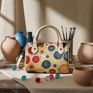 Marbles / Mini Boston Bag in synthetic leather (Beige)