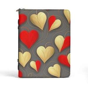 Gold Red Hearts / Mini Briefcase Document Organizer