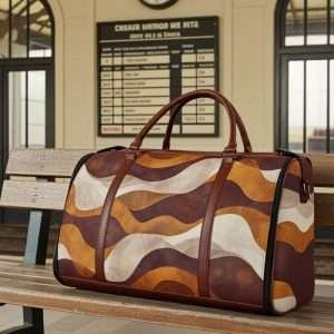 Brown1 / Foldable Travel Bag, Leather Duffle Bag