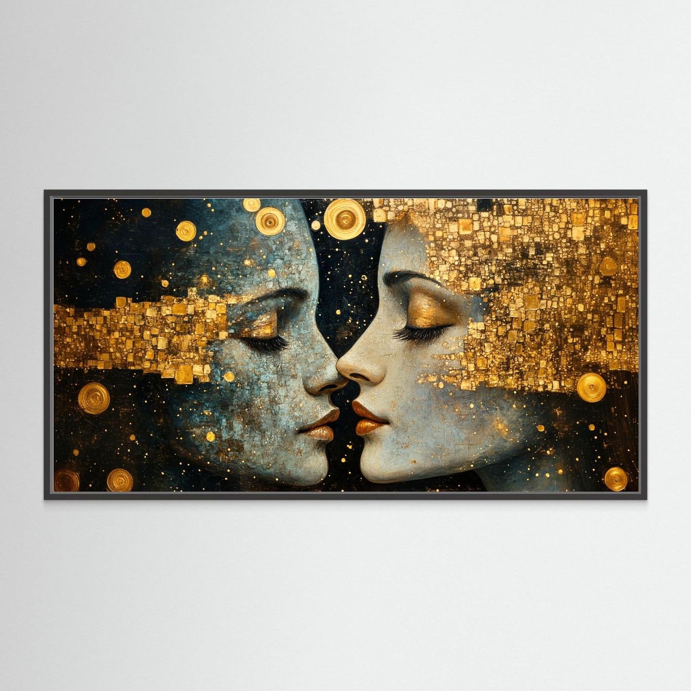 Gold Kiss / Canvas print with wooden frame (5 Size) 2 Gold Kiss