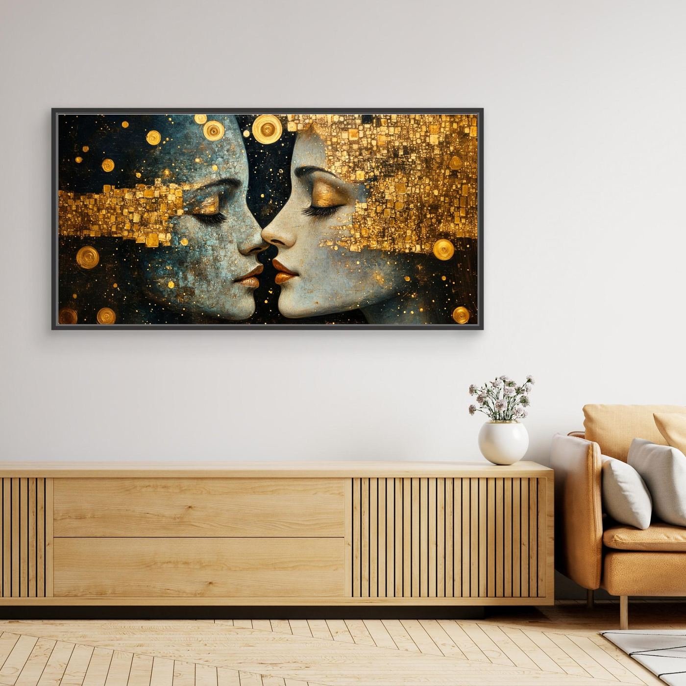 Gold Kiss / Canvas print with wooden frame (5 Size) 7 Gold Kiss