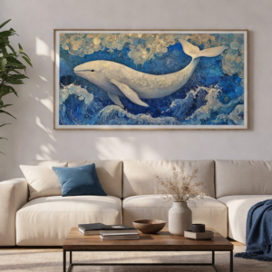 Moby Dick / Canvas print with wooden frame ( 5 Size )