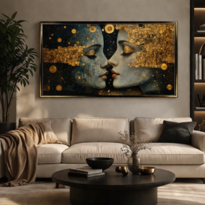 Gold Kiss / Canvas print with wooden frame (5 Size)