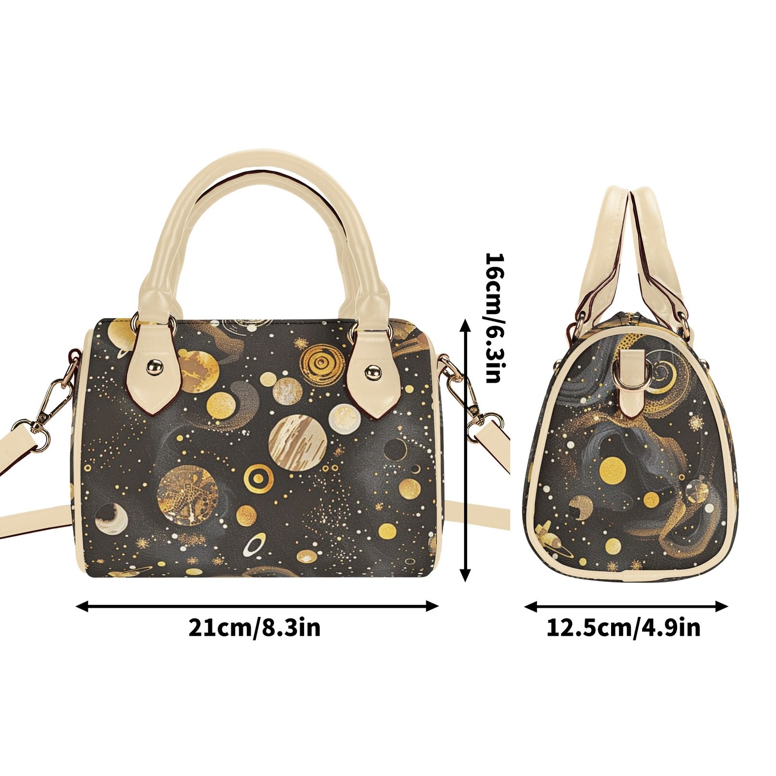 Deep Space / Mini Boston Bag (Beige /Black) - Image 3
