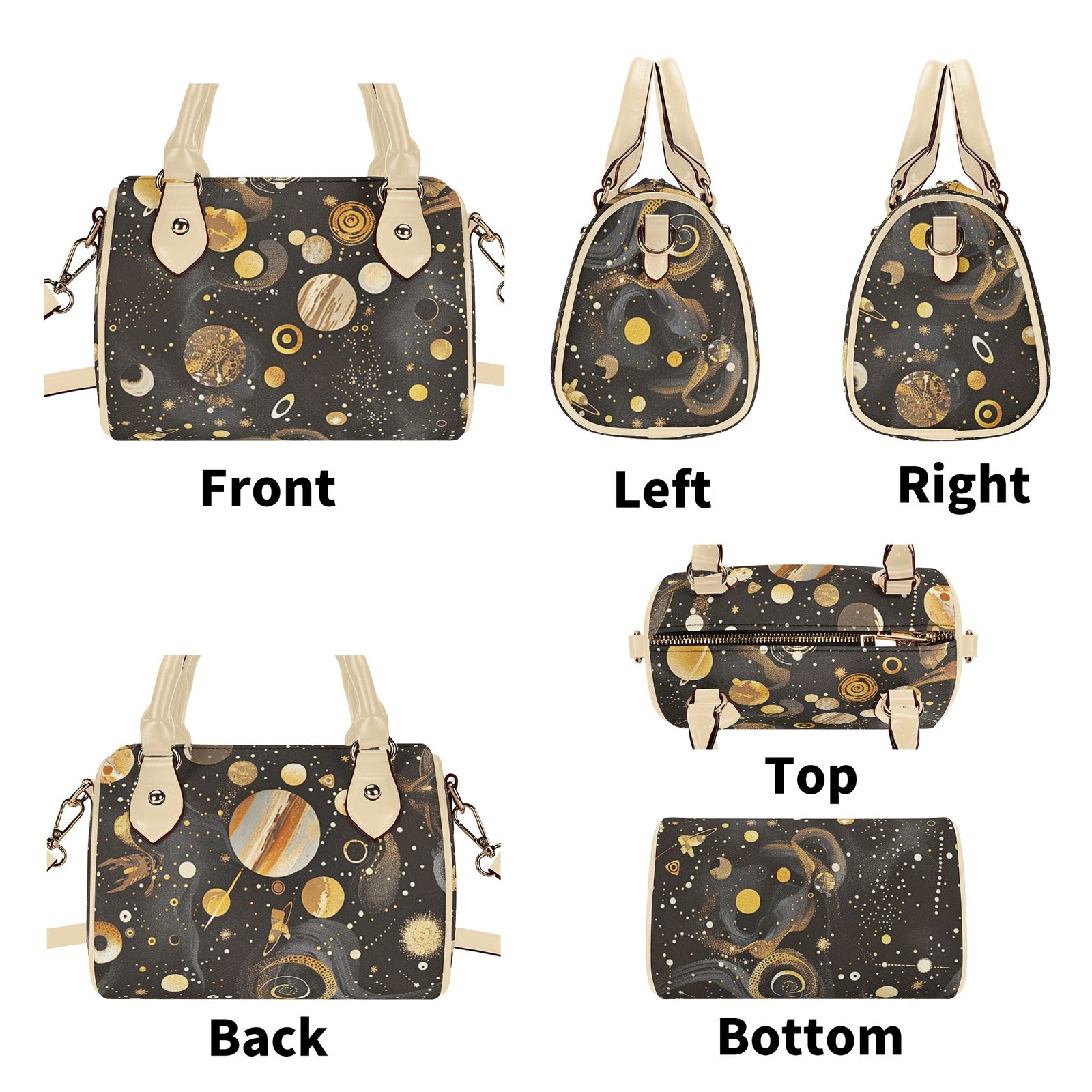 Deep Space / Mini Boston Bag (Beige /Black) - Image 4